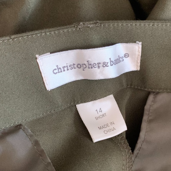 Christopher & Banks Short Army Green Slack Pant 14 - Picture 6 of 7